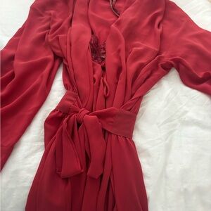 2 Pc. Victoria's Secret Red Printed Wrap robe and gown